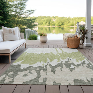 Piper Looms Chantille Abstract ACN961 Aloe Machine Washable Area Rug Outdoor Lifestyle Image Feature