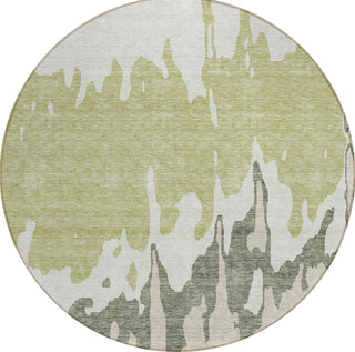 Piper Looms Chantille Abstract ACN961 Aloe Machine Washable Area Rug Round Main Image