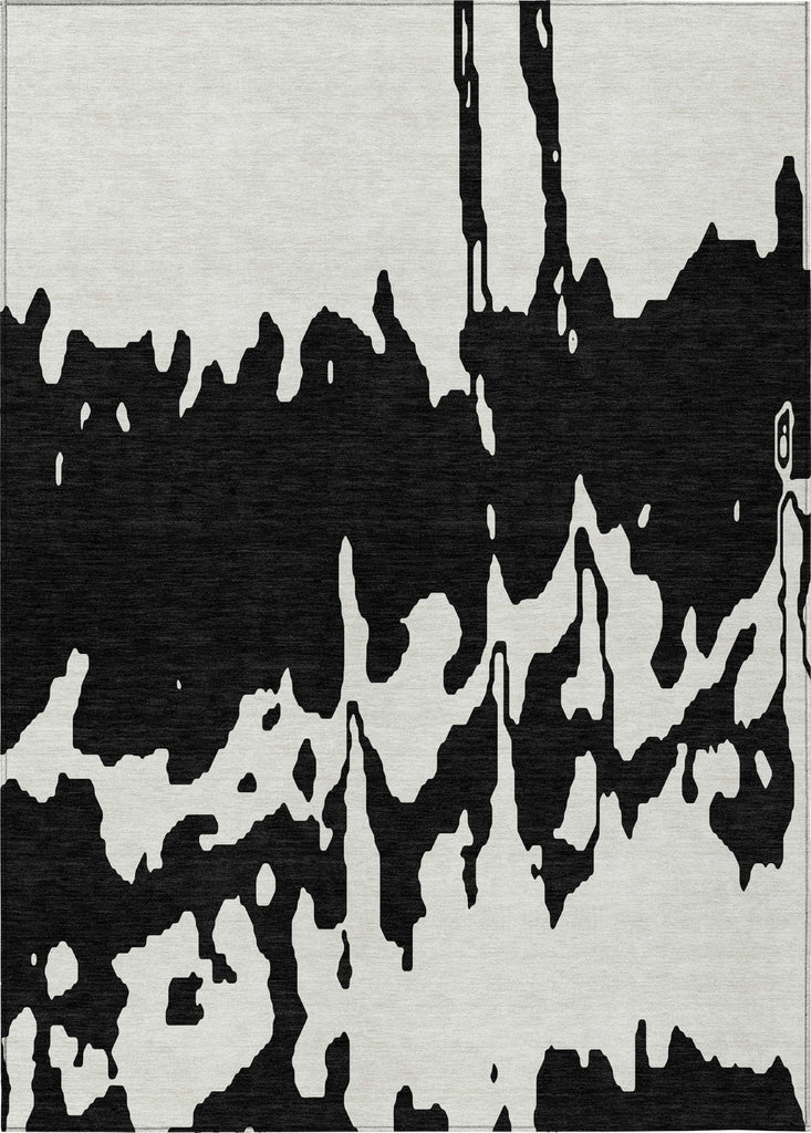 Piper Looms Chantille Abstract ACN961 Black Machine Washable Area Rug main image
