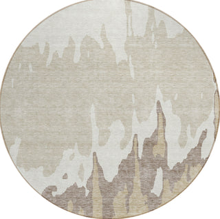 Piper Looms Chantille Abstract ACN961 Ivory Machine Washable Area Rug Round Main Image