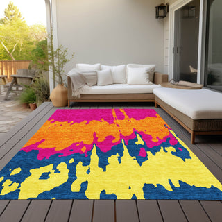 Piper Looms Chantille Abstract ACN961 Pink Machine Washable Area Rug Outdoor Lifestyle Image Feature