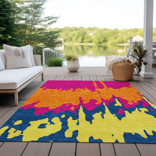 Piper Looms Chantille Abstract ACN961 Pink Machine Washable Area Rug Outdoor Lifestyle Image Feature