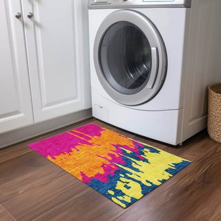 Piper Looms Chantille Abstract ACN961 Pink Machine Washable Area Rug Scatter Lifestyle Image Feature