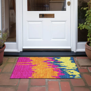 Piper Looms Chantille Abstract ACN961 Pink Machine Washable Area Rug Scatter Outdoor Lifestyle Image Feature