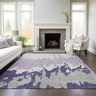 Piper Looms Chantille Abstract ACN961 Purple Machine Washable Area Rug Lifestyle Image Feature