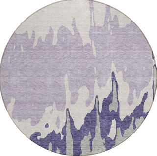 Piper Looms Chantille Abstract ACN961 Purple Machine Washable Area Rug Round Main Image