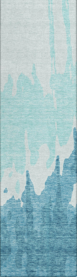 Piper Looms Chantille Abstract ACN961 Teal Machine Washable Area Rug Runner Main Image