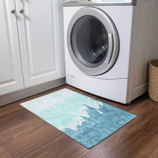 Piper Looms Chantille Abstract ACN961 Teal Machine Washable Area Rug Scatter Lifestyle Image Feature