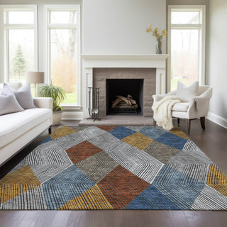 Piper Looms Chantille Geometric ACN962 Gray Machine Washable Area Rug Lifestyle Image Feature