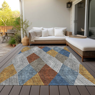 Piper Looms Chantille Geometric ACN962 Gray Machine Washable Area Rug Outdoor Lifestyle Image Feature