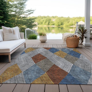 Piper Looms Chantille Geometric ACN962 Gray Machine Washable Area Rug Outdoor Lifestyle Image Feature