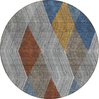 Piper Looms Chantille Geometric ACN962 Gray Machine Washable Area Rug Round Main Image
