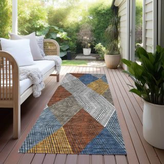 Piper Looms Chantille Geometric ACN962 Gray Machine Washable Area Rug Runner Outdoor Lifestyle Image Feature