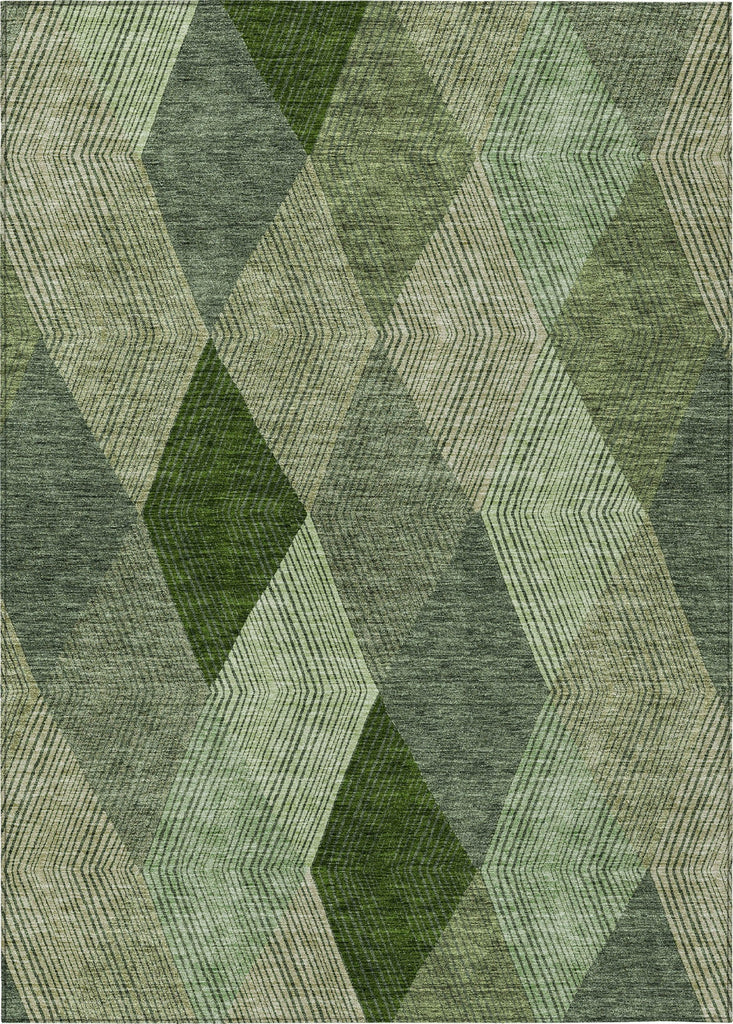 Piper Looms Chantille Geometric ACN962 Green Machine Washable Area Rug main image