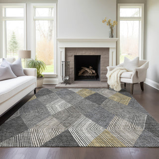 Piper Looms Chantille Geometric ACN962 Pewter Machine Washable Area Rug Lifestyle Image Feature