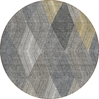 Piper Looms Chantille Geometric ACN962 Pewter Machine Washable Area Rug Round Main Image