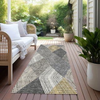 Piper Looms Chantille Geometric ACN962 Pewter Machine Washable Area Rug Runner Outdoor Lifestyle Image Feature