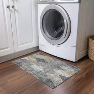 Piper Looms Chantille Geometric ACN962 Pewter Machine Washable Area Rug Scatter Lifestyle Image Feature