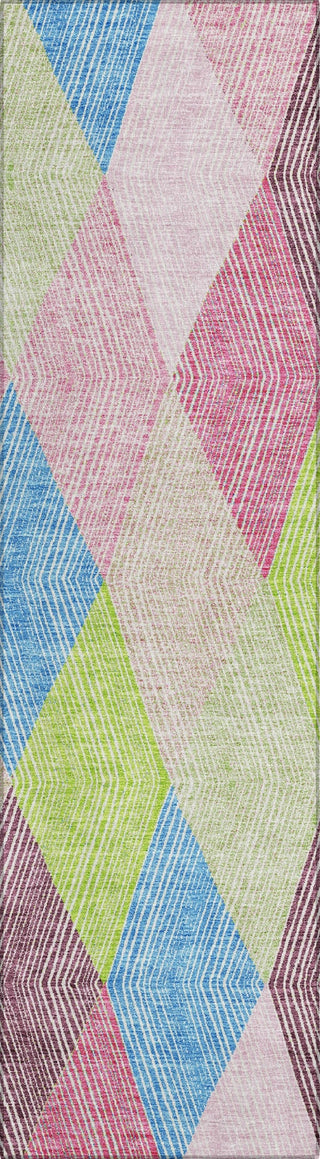 Piper Looms Chantille Geometric ACN962 Pink Machine Washable Area Rug Runner Main Image