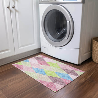 Piper Looms Chantille Geometric ACN962 Pink Machine Washable Area Rug Scatter Lifestyle Image Feature