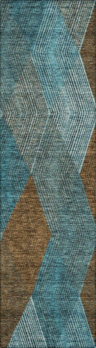Piper Looms Chantille Geometric ACN962 Teal Machine Washable Area Rug Runner Main Image