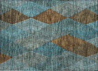 Piper Looms Chantille Geometric ACN962 Teal Machine Washable Area Rug Scatter Main Image