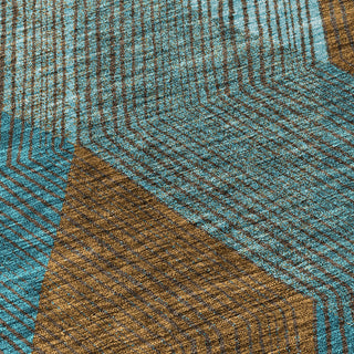 Piper Looms Chantille Geometric ACN962 Teal Machine Washable Area Rug Swatch Image