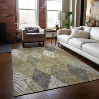 Piper Looms Chantille Geometric ACN962 Wheat Machine Washable Area Rug Lifestyle Image Feature