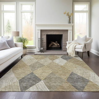 Piper Looms Chantille Geometric ACN962 Wheat Machine Washable Area Rug Lifestyle Image Feature