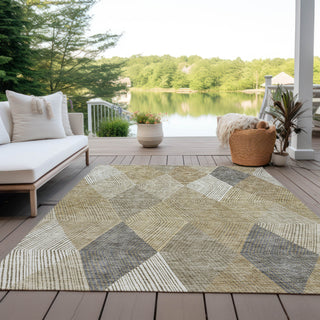 Piper Looms Chantille Geometric ACN962 Wheat Machine Washable Area Rug Outdoor Lifestyle Image Feature