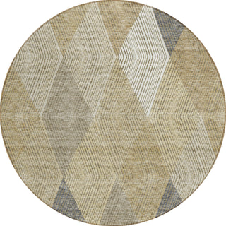 Piper Looms Chantille Geometric ACN962 Wheat Machine Washable Area Rug Round Main Image
