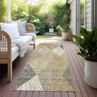 Piper Looms Chantille Geometric ACN962 Wheat Machine Washable Area Rug Runner Outdoor Lifestyle Image Feature