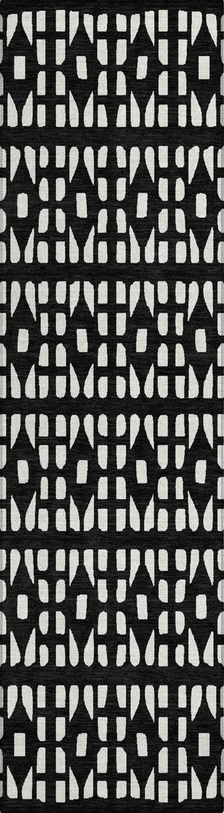 Piper Looms Chantille Geometric ACN963 Black Machine Washable Area Rug Runner Main Image