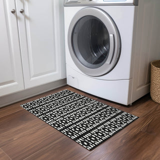 Piper Looms Chantille Geometric ACN963 Black Machine Washable Area Rug Scatter Lifestyle Image Feature
