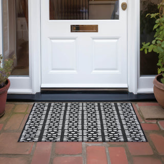 Piper Looms Chantille Geometric ACN963 Black Machine Washable Area Rug Scatter Outdoor Lifestyle Image Feature