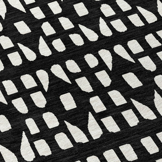 Piper Looms Chantille Geometric ACN963 Black Machine Washable Area Rug Swatch Image