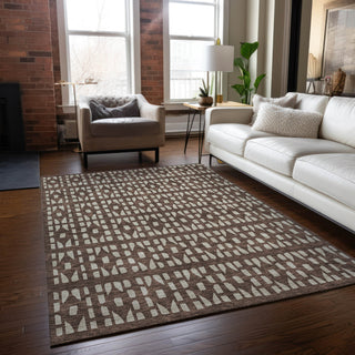 Piper Looms Chantille Geometric ACN963 Brown Machine Washable Area Rug Lifestyle Image Feature