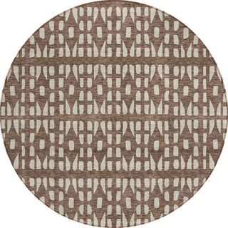 Piper Looms Chantille Geometric ACN963 Brown Machine Washable Area Rug Round Main Image