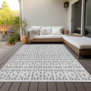 Piper Looms Chantille Geometric ACN963 Gray Machine Washable Area Rug Outdoor Lifestyle Image Feature