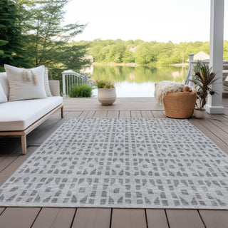 Piper Looms Chantille Geometric ACN963 Gray Machine Washable Area Rug Outdoor Lifestyle Image Feature