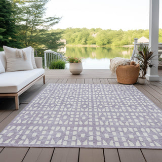 Piper Looms Chantille Geometric ACN963 Lavender Machine Washable Area Rug Outdoor Lifestyle Image Feature