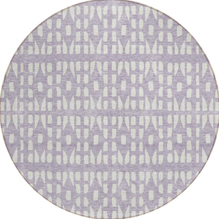 Piper Looms Chantille Geometric ACN963 Lavender Machine Washable Area Rug Round Main Image