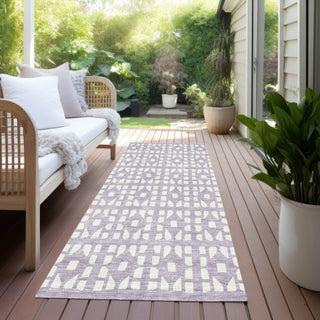 Piper Looms Chantille Geometric ACN963 Lavender Machine Washable Area Rug Runner Outdoor Lifestyle Image Feature
