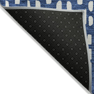 Piper Looms Chantille Geometric ACN963 Navy Machine Washable Area Rug Backing Image