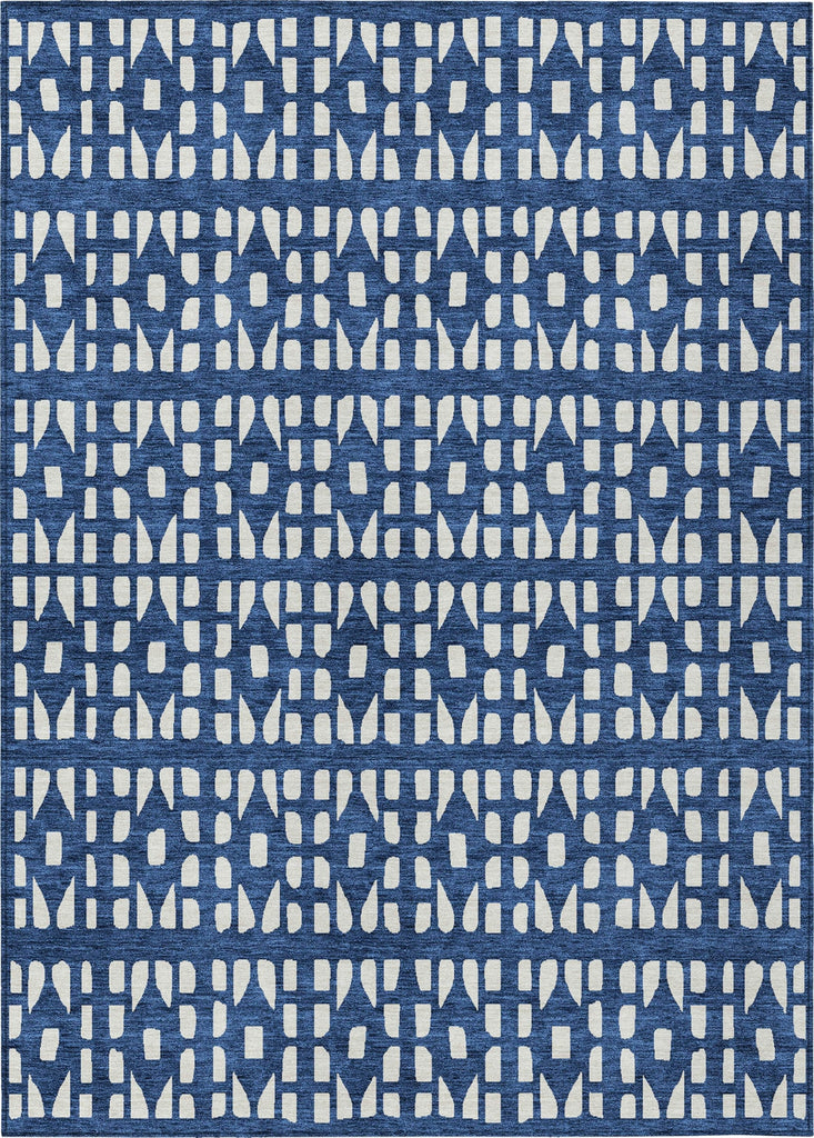 Piper Looms Chantille Geometric ACN963 Navy Machine Washable Area Rug main image