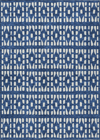 Piper Looms Chantille Geometric ACN963 Navy Machine Washable Area Rug main image