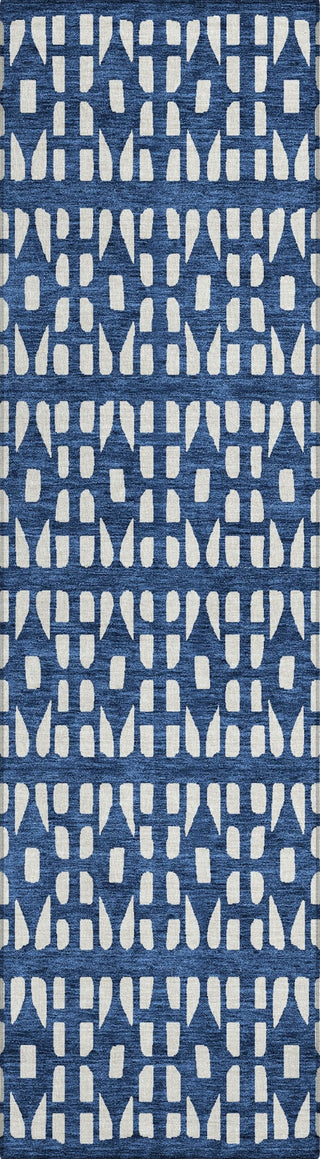 Piper Looms Chantille Geometric ACN963 Navy Machine Washable Area Rug Runner Main Image