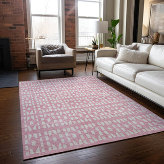Piper Looms Chantille Geometric ACN963 Pink Machine Washable Area Rug Lifestyle Image Feature