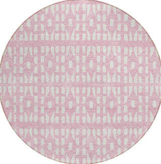 Piper Looms Chantille Geometric ACN963 Pink Machine Washable Area Rug Round Main Image