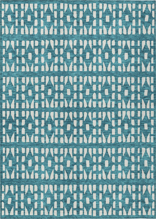 Piper Looms Chantille Geometric ACN963 Teal Machine Washable Area Rug main image